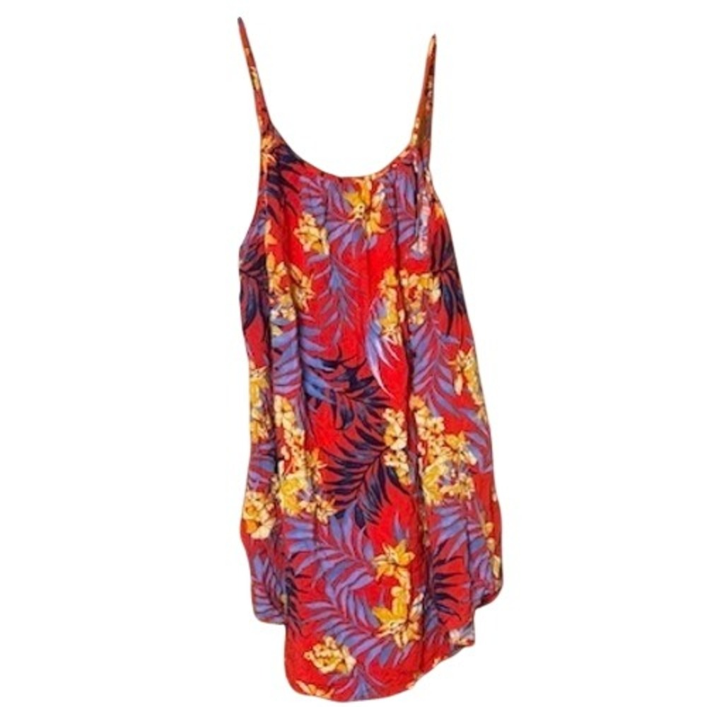 Rip Curl Mini Dress M/L Red Tropical Floral Vacation Boho Cruise Beach Coverup